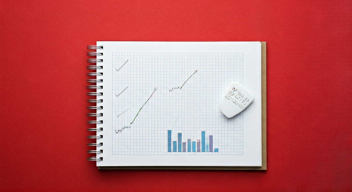 Notebook with risk management checklist, calculator, and a simple chart, representing disciplined planning and controlled decision-making in trading